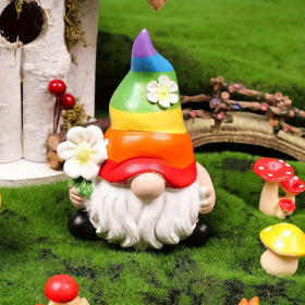 1pc Garden Rainbow Gnome Resin Statue, Faceless Doll Figure Miniature Decoration For Lawn Home Indoor Outdoor Patio Yard Garden Lawn Porch Decor