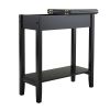 American Heritage Flip Top End Table Narrow Side Table with Storage Shelf - black