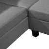 Sectional Sofa Set for Living Room with Right Hand Chaise Lounge and Storage Ottoman (Grey)