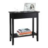 American Heritage Flip Top End Table Narrow Side Table with Storage Shelf - black