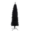 7.5 Ft Halloween Black Artificial Christmas Tree 840 Tips Seasonal Holiday Decoration Tree with Metal Stand for Home, Office, Party