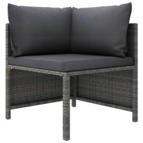 4-Seater Patio Sofa with Cushions Gray Poly Rattan