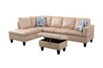 Beige Flannel Living Room Sofa Set