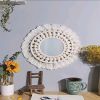 1pc, Boho Macrame Round Mirror - Decorative Wall Hanging for Apartment, Home, Bedroom, and Living Room