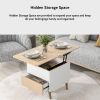 Modern Multi-functional Coffee Table Extendable with Storage & Lift Top in Oak