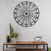 42 Inch Round Medallion Wall Mount Metal Accent Decor, Handmade Circle Design, Antique Black