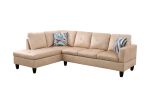 Beige Flannel Living Room Sofa Set