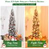 7.5 Feet Pre-lit Snow Flocked Artificial Pencil Christmas Tree with LED Lights