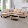 Beige Flannel Living Room Sofa Set