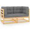 Patio 2-Seater Sofa with Cushions Solid Wood Pine