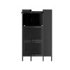 Bakers Rack with Cabinet,Bread Rack Coffee Station Microwaves Rack Storage Rack,4 Tier Kitchen Organizer Shelf for Dishes,Wine,Pots and Pans (Black)