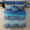 8 Piece Reversible Bed in a Bag, Deep Blue Damask, Granada, Queen