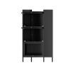 Bakers Rack with Cabinet,Bread Rack Coffee Station Microwaves Rack Storage Rack,4 Tier Kitchen Organizer Shelf for Dishes,Wine,Pots and Pans (Black)