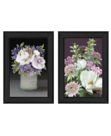 "Lilac & Wild Plum Bouquet II" 2-Piece Vignette by House Fenway, Ready to Hang Framed Print, Black Frame