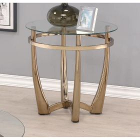 ACME Orlando II End Table in Champagne & Clear Glass 81612