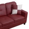 Red Faux Leather 3-Piece Couch Living Room Sofa Set