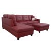 Red Faux Leather 3-Piece Couch Living Room Sofa Set