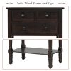 TREXM Narrow Console Table, Slim Sofa Table with Three Storage Drawers and Bottom Shelf for Living Room, Easy Assembly(Espresso)