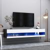 180 Wall Mounted Floating 80 inches TV Stand with 20 Color LEDs