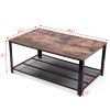 Vintage Coffee Table with Iron Net;  End Table with Iron Legs;  Rectangle Table Brown & Black