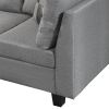 Sectional Sofa Set for Living Room with Right Hand Chaise Lounge and Storage Ottoman (Grey)