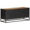 TV Cabinet 35.4"x11.8"x15.7" Rough Mango Wood and Natural Cane