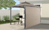 Patio 9.8ft.L x 9.8ft.W Gazebo with Extended Side Shed/Awning and LED Light for Backyard,Poolside, Deck, Brown