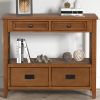 36'' Farmhouse Pine Wood Console Table Entry Sofa Table with 4 Drawers & 1 Storage Shelf for Entryway Living Room Bedroom Hallway Kitchen (Brown)