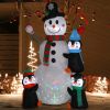 6ft With 3 Penguins, 4 Light Strings, 1 Colorful Rotating Light, Inflatable, Garden Snowman Decoration