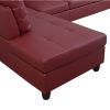 Red Faux Leather 3-Piece Couch Living Room Sofa Set