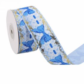 Duplex Printing Bronzing Ribbon Flower Series (Option: 10yard 9m-1Color-3.8cm)