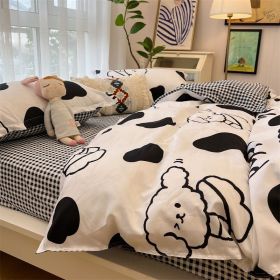 Washed Cotton Bed Sheet Quilt Cover Four-piece Set (Option: Little Dog Yy-Quilt Cover 150x200)