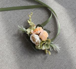 Wedding New Bridesmaid Wrist Flower Simulation Flower Groom Best Man Corsage (Option: Champagne wrist flower)