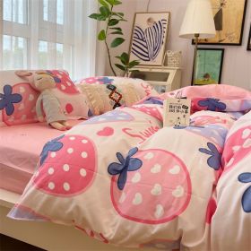 Washed Cotton Bed Sheet Quilt Cover Four-piece Set (Option: Sweetheart PIE K-Quilt Cover 150x200)