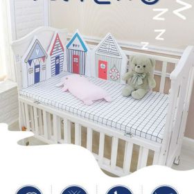 Crib Four-piece Set Bed Fence (Option: Blue Four Pieces)