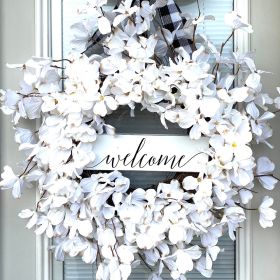 Easter White Flower Garland Dogwood Fresh Garland Buffalo Plaid (Option: 40to45cm)