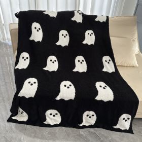 Half Velvet Blanket Ghost Blanket Knitted (Option: Black And White-127x152)