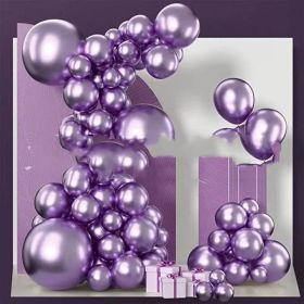 Latex Birthday Arch Balloon Chain Proposal Party Decoration (Option: Metal purple 60PCS)