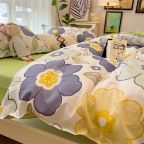 Washed Cotton Bed Sheet Quilt Cover Four-piece Set (Option: Idyllic Spring Dawn K-Quilt Cover 150x200)