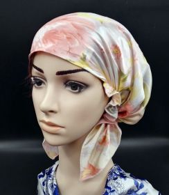 Silk Confinement  Home Hair Care Thin Hat (Option: Flower clusters)