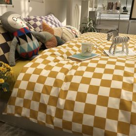 Green Polka Dot All Cotton Pure Cotton Artistic 15 M18 M Bed Four-piece Set (Option: Chessboard Yellow-1.2m three piece suit)