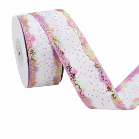 Duplex Printing Bronzing Ribbon Flower Series (Option: 10yard 9m-3Color-3.8cm)