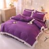 Princess Style Girl Brushed Multicolor 4-piece Set Quilt Cover Sheet Pillowcase Spring Autumn Winter Solid Fleece Thick Bedskirt