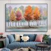 Hand Painted Oil Painting Fall Colors & Trees Abstract Painting Wall Art for Living Room Painting on Canvas Hand Painted Oil Painting for Home Decor