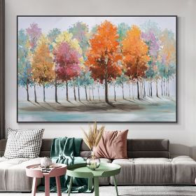 Hand Painted Oil Painting Fall Colors & Trees Abstract Painting Wall Art for Living Room Painting on Canvas Hand Painted Oil Painting for Home Decor (Style: 1, size: 90X120cm)