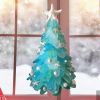 Sea Glass Christmas Tree and Wreath, Green Pine Christmas Tree Resin