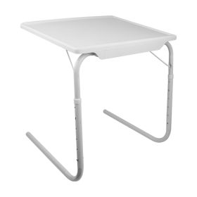 Foldable Tray Table Portable Sofa TV Tray 6 Heights 3 Angles Laptop Desk Adjustable Eating Dinner Coffee (Color: White)