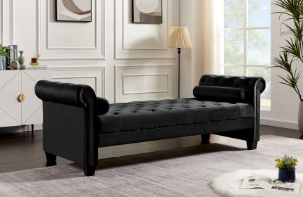 2038 Rectangular Large Sofa Stool for Living Room (Color: Black)