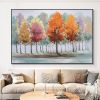 Hand Painted Oil Painting Fall Colors & Trees Abstract Painting Wall Art for Living Room Painting on Canvas Hand Painted Oil Painting for Home Decor