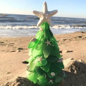 Sea Glass Christmas Tree and Wreath, Green Pine Christmas Tree Resin (Color: Green, size: 20cm)